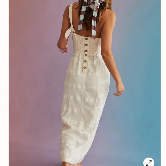 Free People at Leisure Midi Wrap Around Dress White One Strap size S - Picture 2 of 14
